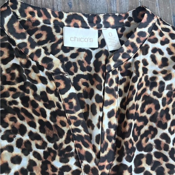 Chico's Asymmetrical Leopard Tunic Top Brown and Black Size 0 (Small) - Picture 8 of 10